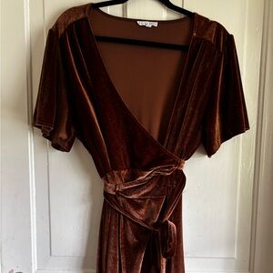 Baltic born 2x velvet glitter sparkly high low wrap dress fall wedding